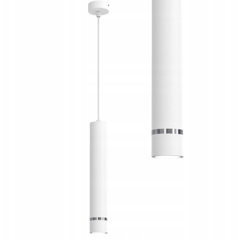 foto del prodotto lampada a sospensione in tubo gu10, sbalzo cromo bianco