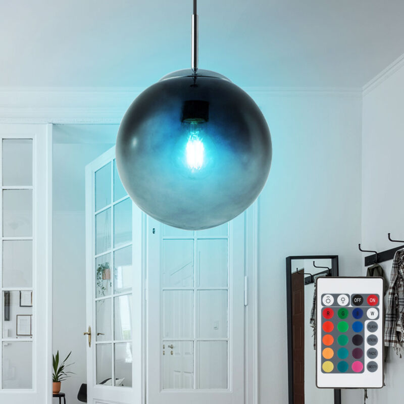 foto del prodotto lampada a sospensione in vetro fum dimmerabile con telecomando lampada da tavolo da pranzo a led, cambio colore rgb, 8,5w 806lm bianco caldo, pxa 20