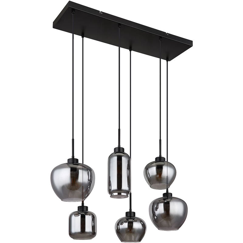 foto del prodotto lampada a sospensione in vetro fum lampada a sospensione in vetro per sala da pranzo nera, metallo, 6 prese e27, lxlxa 87x43x120 cm