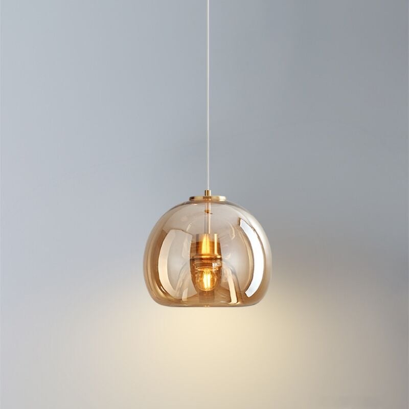 foto del prodotto lampada a sospensione in vetro vintage style lampadario cavo regolabile decorazione per interni ambrato