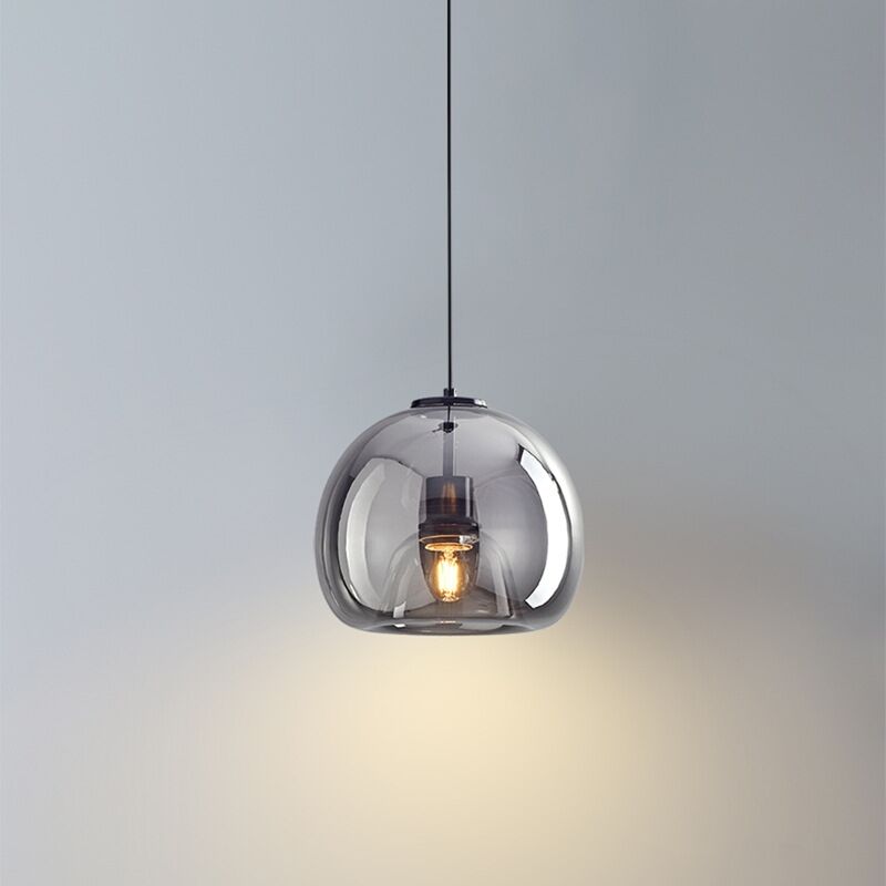 foto del prodotto lampada a sospensione in vetro vintage style lampadario cavo regolabile decorazione per interni grigio fumo