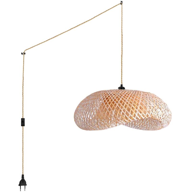foto del prodotto lampada a sospensione in vimini vimet lite con interruttore e