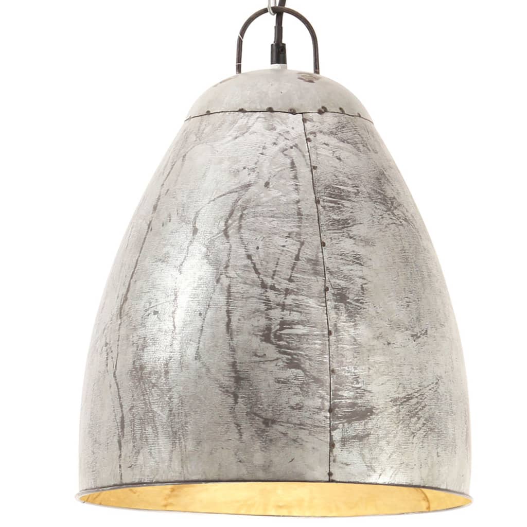 foto del prodotto lampada a sospensione industriale 25 w argento rotonda 32cm e27 cod mxl 67231