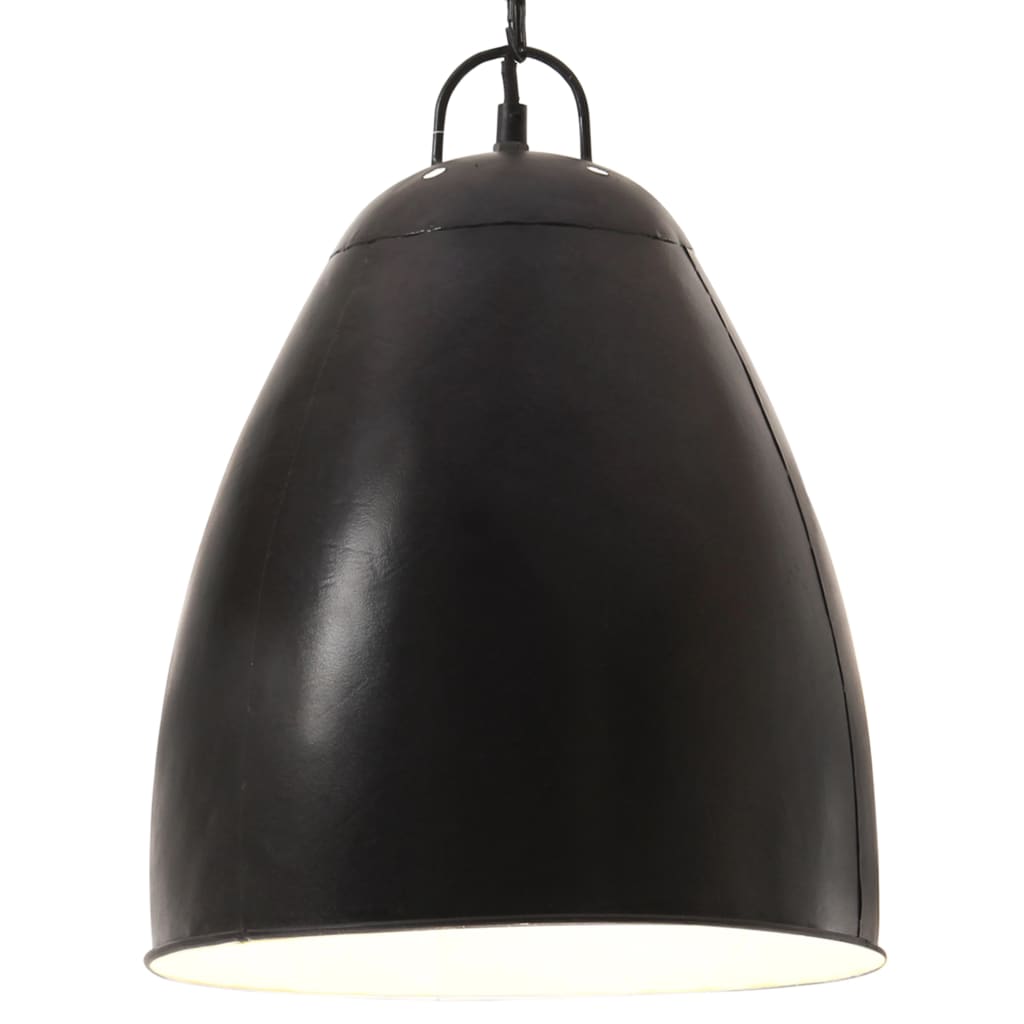 foto del prodotto lampada a sospensione industriale 25 w nera rotonda 32 cm e27 cod mxl 61249