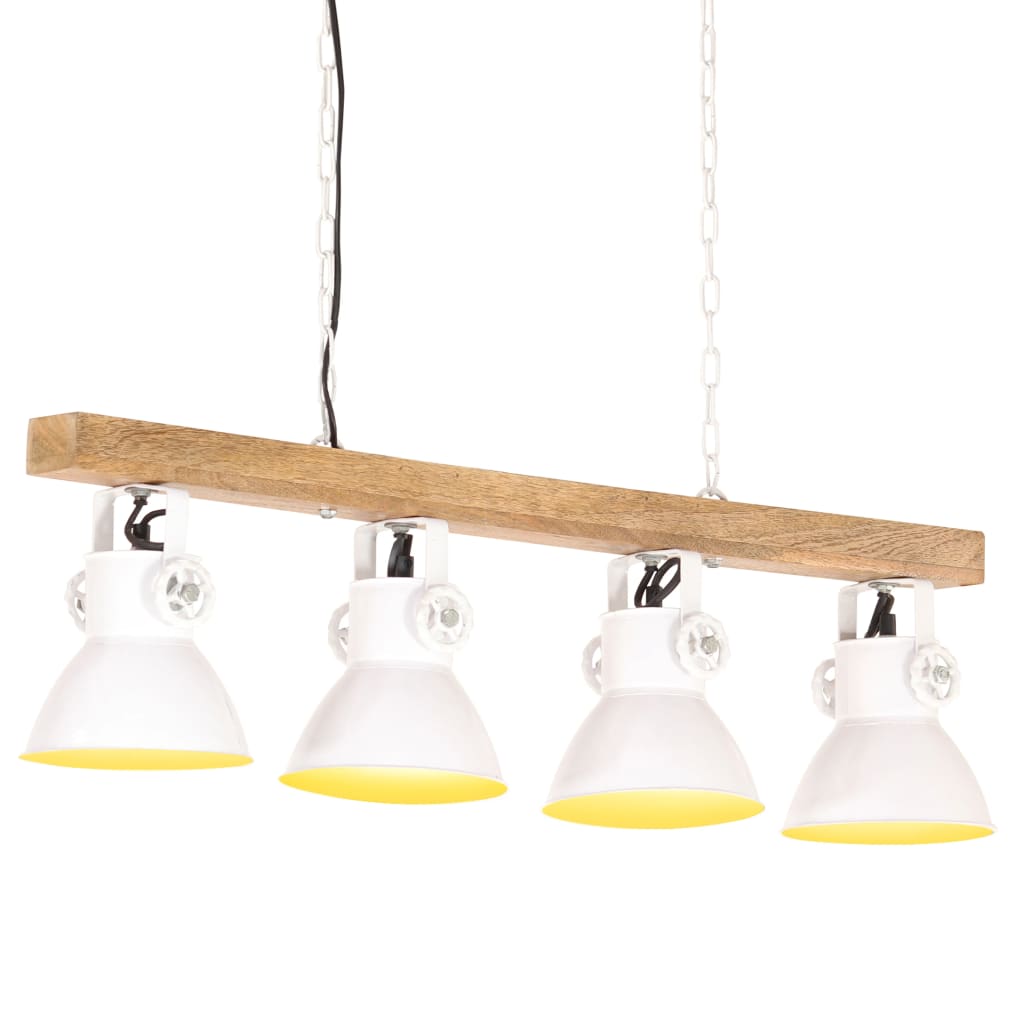 foto del prodotto lampada a sospensione industriale bianca e27 legno di mango cod mxl 63160