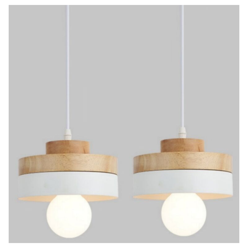 foto del prodotto lampada a sospensione industriale vintage lampadario da soffitto rotondo plafoniera illuminazione art d eco bianco 2 pezzi