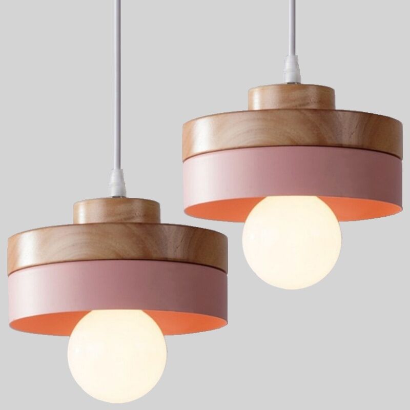 foto del prodotto lampada a sospensione industriale vintage lampadario da soffitto rotondo plafoniera illuminazione art d eco rosa 2 pezzi