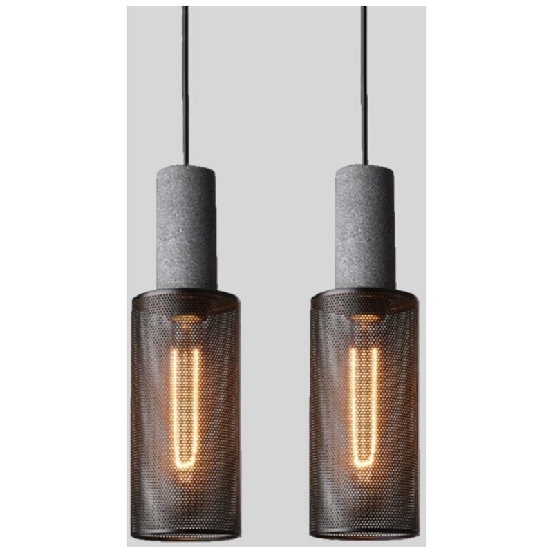 foto del prodotto lampada a sospensione industriali vintage lampadario gabbia nero plafoniera da soffitto regolabile 10cm 2 pezzi