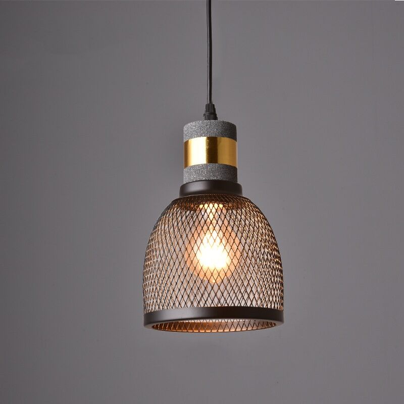 foto del prodotto lampada a sospensione industriali vintage lampadario gabbia nero plafoniera da soffitto regolabile 12cm