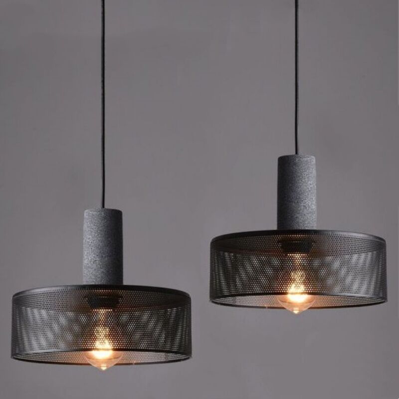 foto del prodotto lampada a sospensione industriali vintage lampadario gabbia nero plafoniera da soffitto regolabile 25cm 2 pezzi