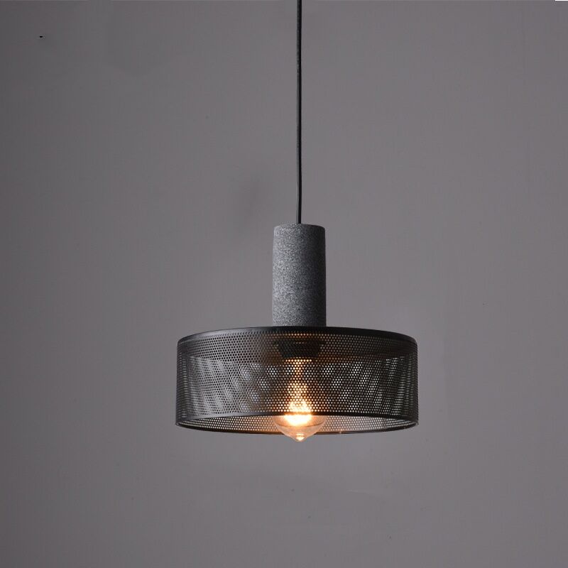 foto del prodotto lampada a sospensione industriali vintage lampadario gabbia nero plafoniera da soffitto regolabile 25cm