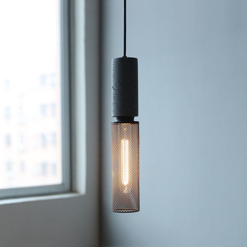 foto del prodotto lampada a sospensione industriali vintage lampadario gabbia nero plafoniera da soffitto regolabile 6,5cm