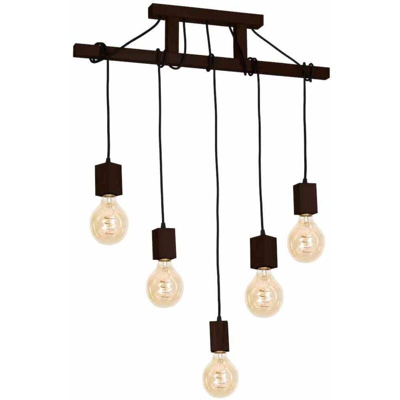 foto del prodotto lampada a sospensione jack 5xe27 noce