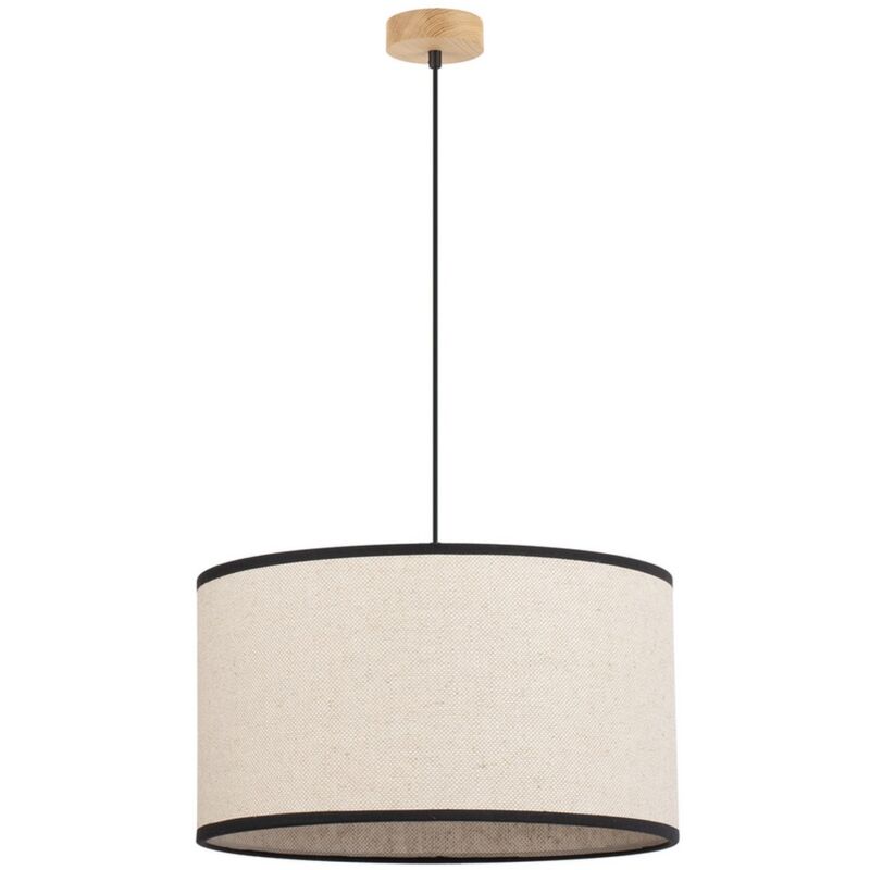 foto del prodotto lampada a sospensione james, legno, tessuto, marrone, beige, nero, 50x50x122 cm