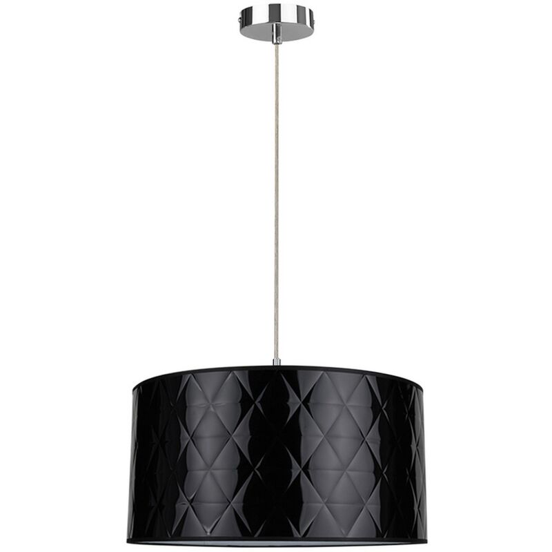 foto del prodotto lampada a sospensione james, metallo, tessuto, argento, nero, 50x50x120 cm