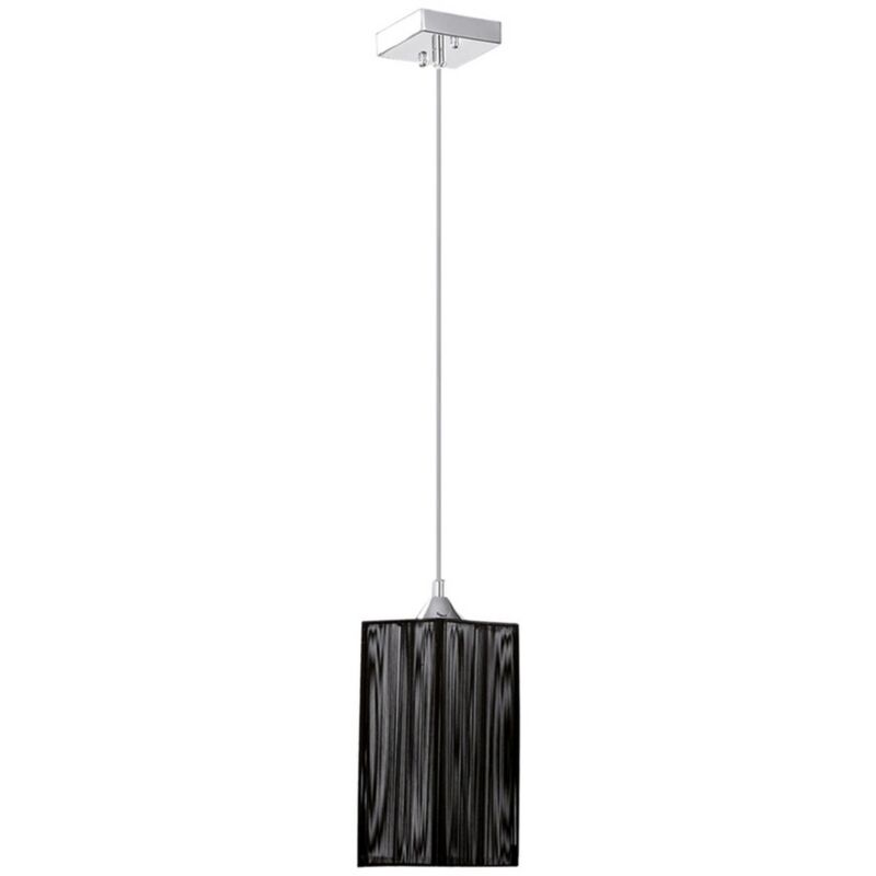 foto del prodotto lampada a sospensione jarama, metallo, tessuto, argento, nero, 12x12x134 cm
