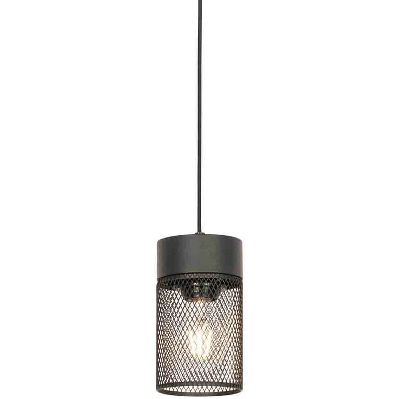 foto del prodotto lampada a sospensione jim industriale acciaio nero tondo max. 1 x watt qazqa