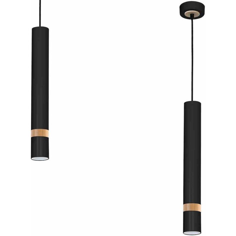foto del prodotto lampada a sospensione joker nero legno 1xgu10
