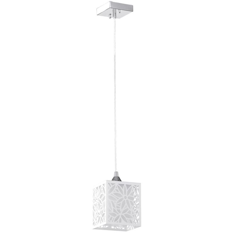 foto del prodotto lampada a sospensione jucar, metallo, plastica, vetro, argento, bianco, 13x13x125 cm