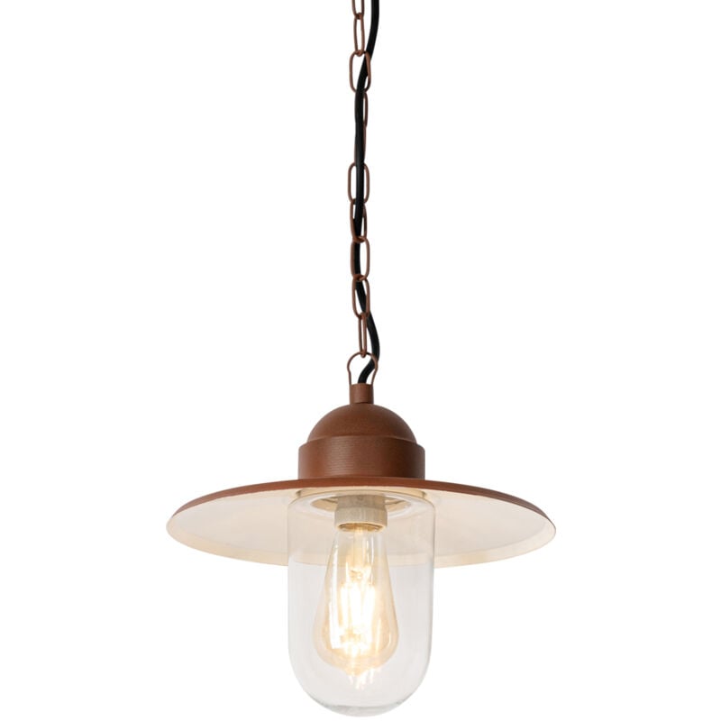 foto del prodotto lampada a sospensione kansas moderno acciaio,vetro ruggine tondo max. 1 x watt qazqa