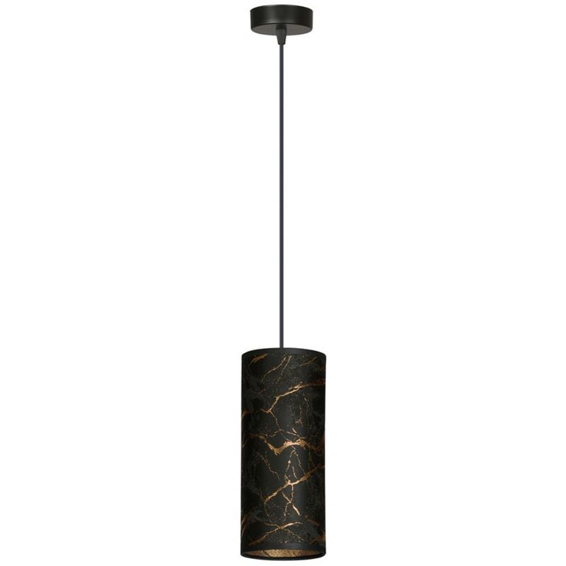foto del prodotto lampada a sospensione karli, acciaio verniciato a polvere, tessuto, nero, 10x100x6 cm