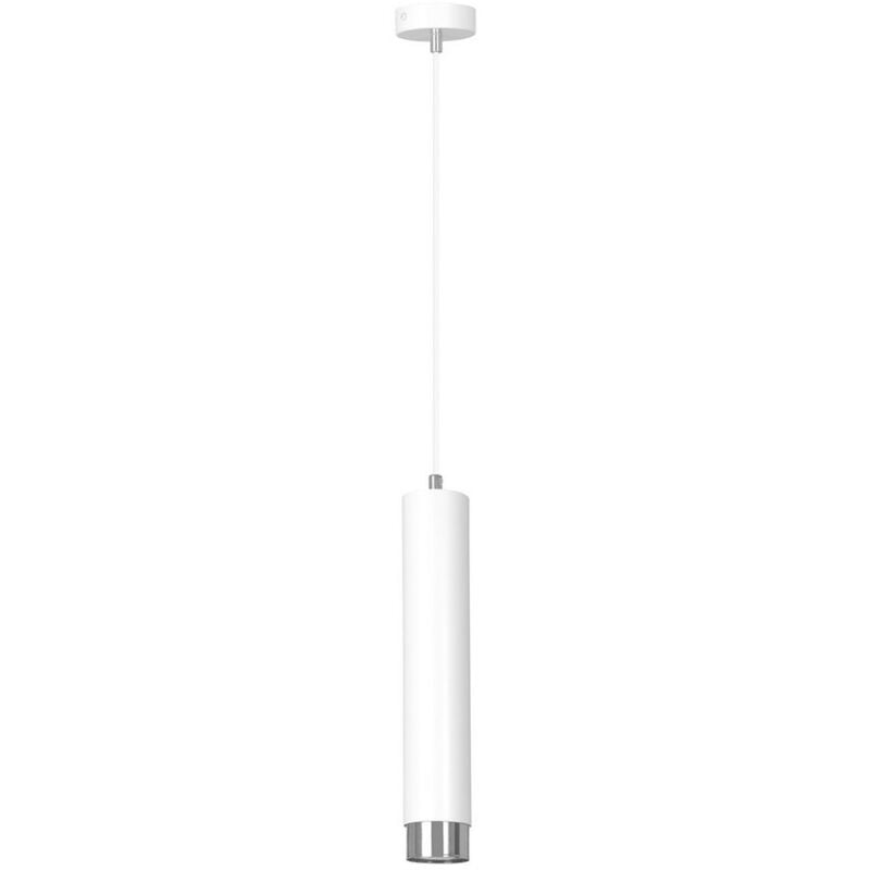 foto del prodotto lampada a sospensione kibo, acciaio verniciato a polvere, bianco, cromo, 8x100x8 cm