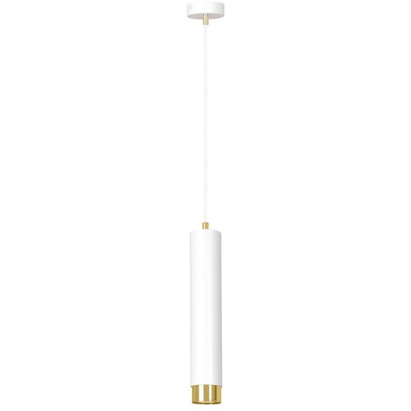 foto del prodotto lampada a sospensione kibo, acciaio verniciato a polvere, bianco, oro, 8x100x8 cm
