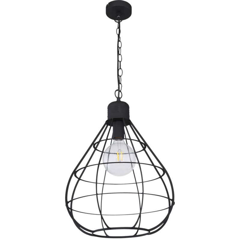 foto del prodotto lampada a sospensione lampada a gabbia lampada a sospensione lampada per sala da pranzo lampada per cucina, design a gabbia in metallo nero, 1x