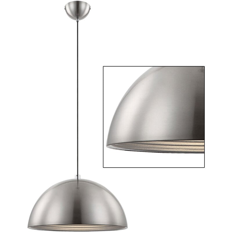 foto del prodotto lampada a sospensione, lampada a sospensione a 1 fiamma, lampada da soffitto, lampada da soggiorno, alluminio, nichel opaco, 1 attacco e27, pxh