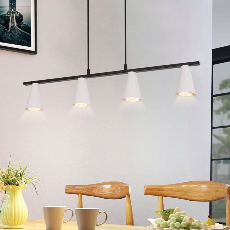 foto del prodotto lampada a sospensione lampada a sospensione a 4 lampadine in metallo bianco gu10 lampada a sospensione per sala da pranzo sala da pranzo