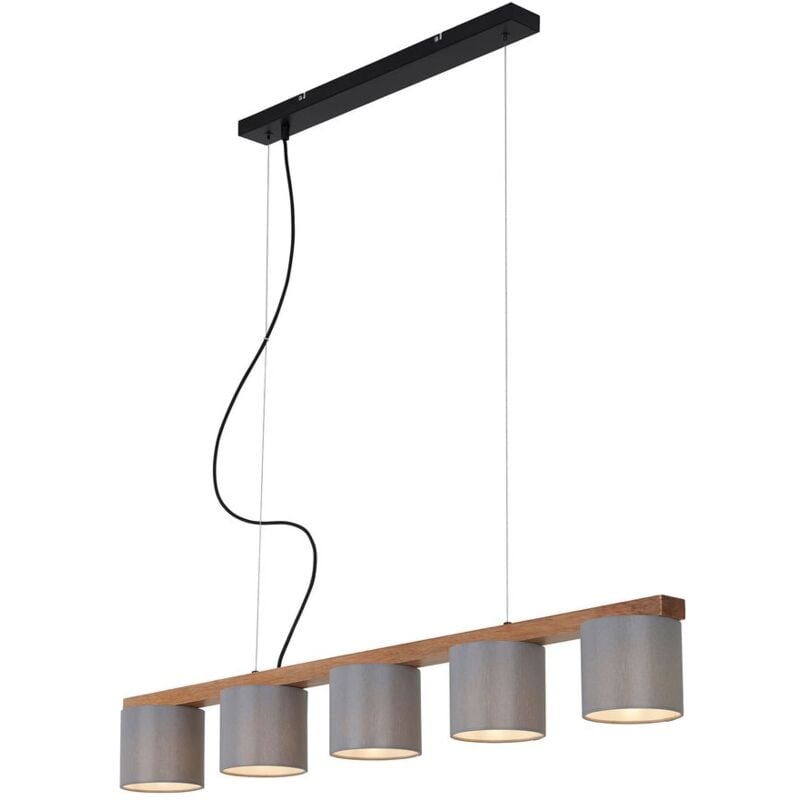 foto del prodotto lampada a sospensione lampada a sospensione a 5 luci e14 max. 25 watt metallo legno grigio briloner