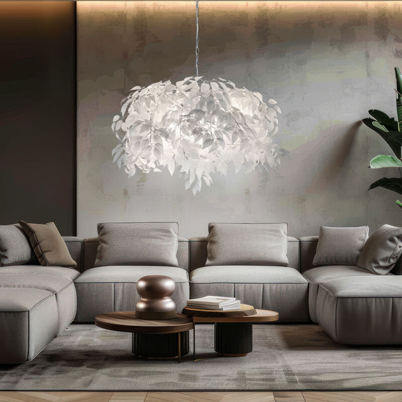 foto del prodotto lampada a sospensione lampada a sospensione foglia luce sala da pranzo luce soggiorno lampada camera da letto luce foglie bianche, metallo cromato, 4