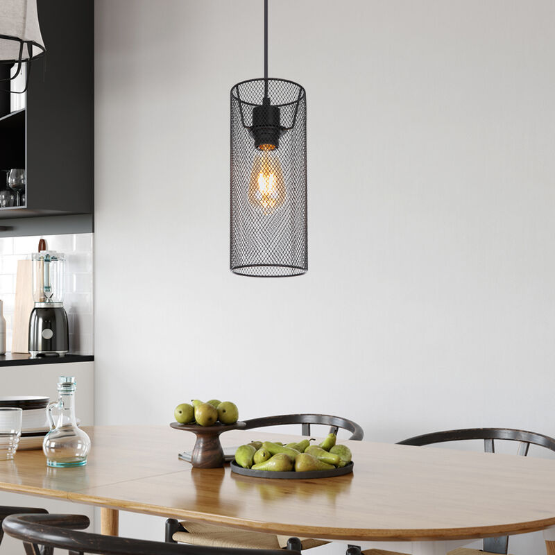 foto del prodotto lampada a sospensione lampada a sospensione gabbia in metallo nero lampada da soggiorno lampada da soffitto a forma di gabbia, forma a reticolo, 1x