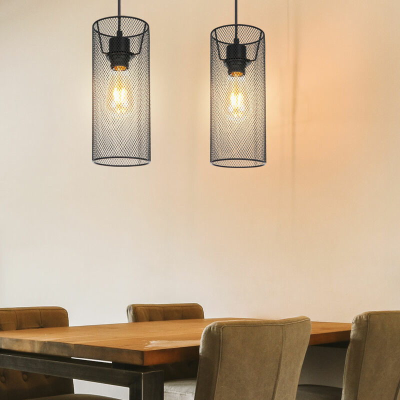 foto del prodotto lampada a sospensione lampada a sospensione in metallo nero gabbia lampada da soggiorno lampada da soffitto in design a gabbia, forma a reticolo, 1x