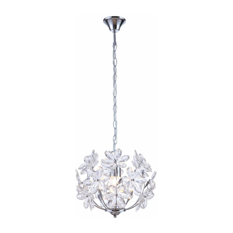 foto del prodotto lampada a sospensione lampada a sospensione lampada a foglia sospensione a soffitto design floreale, acrilico, cromo, lampada con paralume, forma