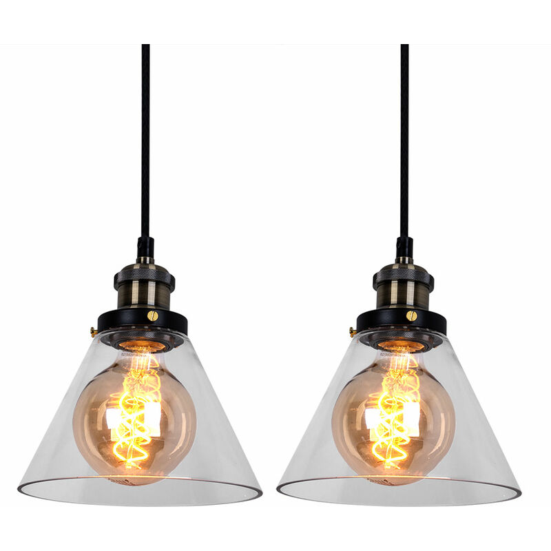 foto del prodotto lampada a sospensione lampada a sospensione lampada a sospensione lampada da sala da pranzo, paralume in metallo nero vetro trasparente, 1x attacco