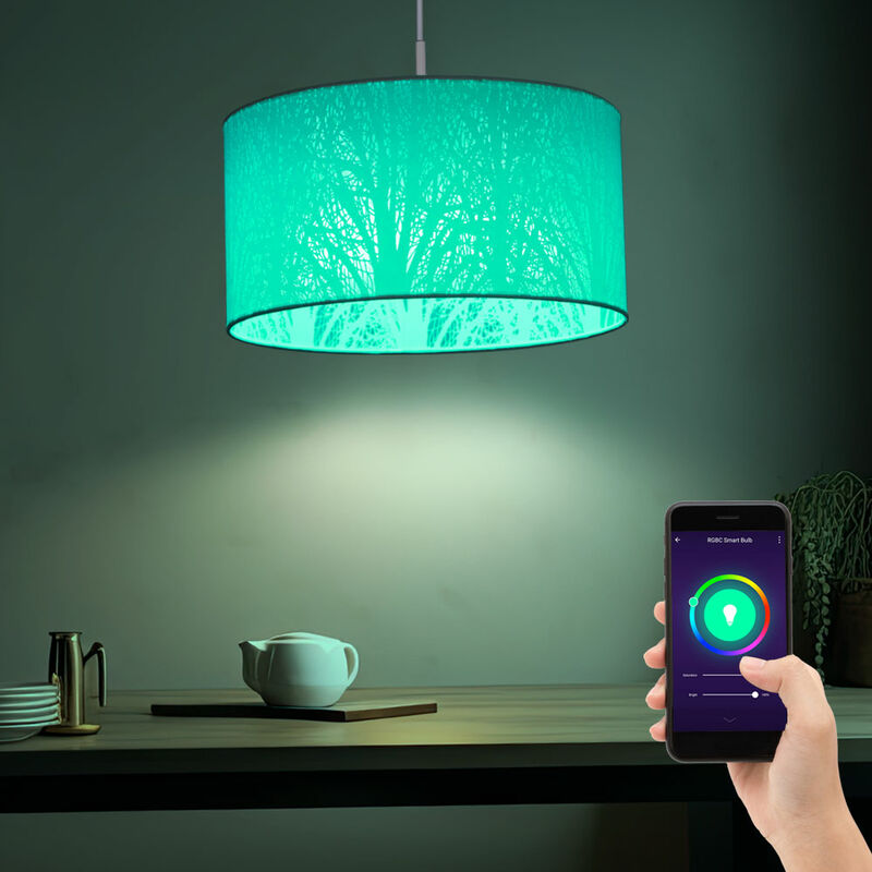 foto del prodotto lampada a sospensione lampada a sospensione lampada da sala da pranzo, app voice control cambia colore dimmerabile cct timer, bianco metallo, 1x led