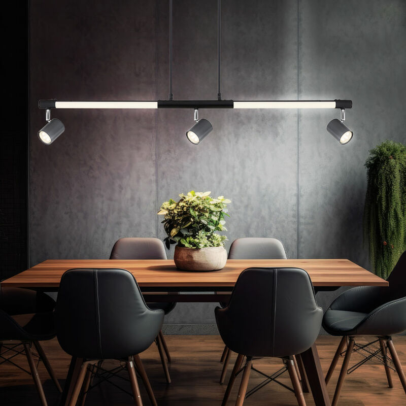 foto del prodotto lampada a sospensione lampada a sospensione lampada da sala da pranzo faretto faretto plafoniera, metallo cromato nero plastica opale, 3x gu10,