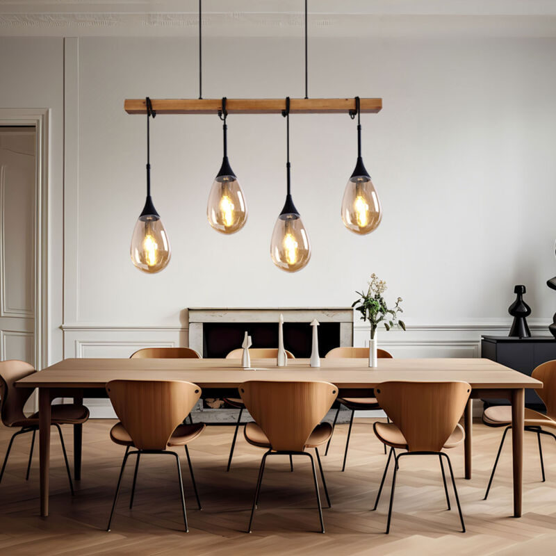 foto del prodotto lampada a sospensione lampada a sospensione lampada da sala da pranzo lampada a sospensione effetto legno griglia nera lampada a sospensione rotonda