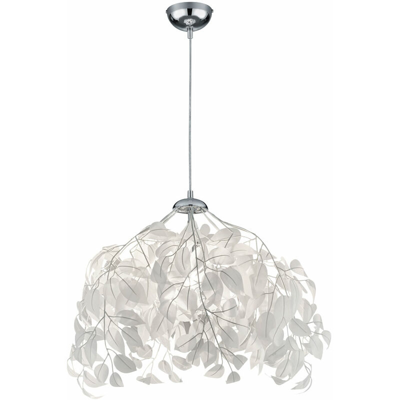 foto del prodotto lampada a sospensione lampada a sospensione lampada da soffitto lampada da soggiorno lampada da sala da pranzo, metallo cromato foglie bianche, 1x