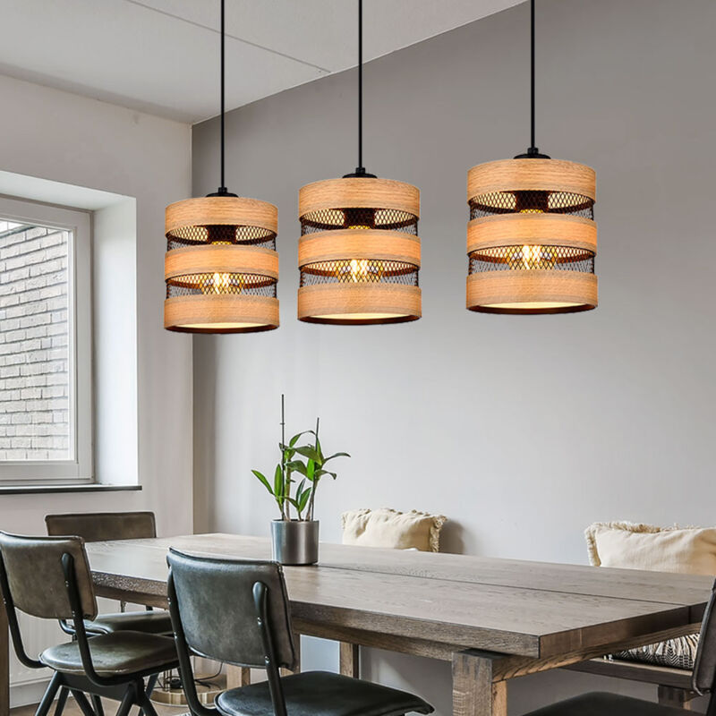immagine 0 del prodotto lampada a sospensione, lampada a sospensione, lampada da soggiorno, sospensione, aspetto legno, griglia, nero lampada a sospensione, rotonda, 3