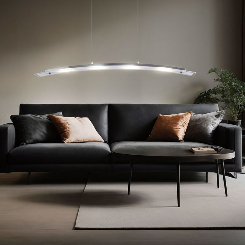 foto del prodotto lampada a sospensione lampada a sospensione lampada da tavolo da pranzo lampada a sospensione lastra di vetro satinato, metallo argentato, 1x led 20