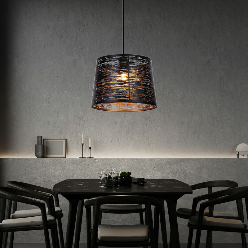foto del prodotto lampada a sospensione lampada a sospensione lampada da tavolo da pranzo lampada a sospensione moderna color oro nero, metallo, 1x attacco e27, dxh