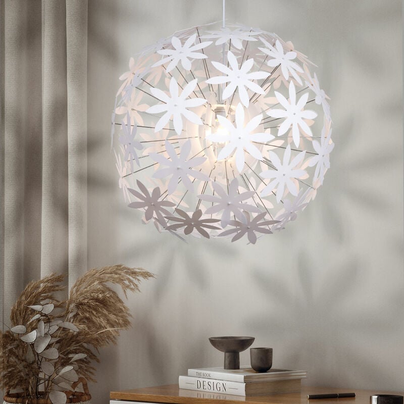 foto del prodotto lampada a sospensione lampada a sospensione lampada da tavolo da pranzo soggiorno da collegare a forma di fiore, plastica bianca, 1x e27, pxh 60x150