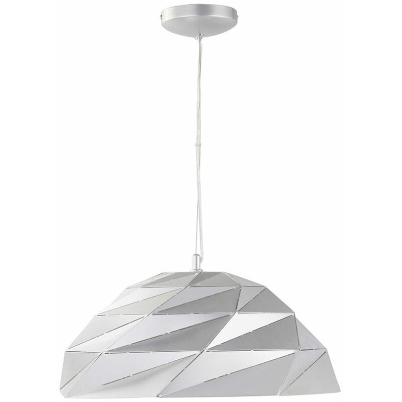foto del prodotto lampada a sospensione lampada a sospensione regolabile in altezza per sala da pranzo lampada a sospensione geometrica, ferro argento, 1 attacco e27,