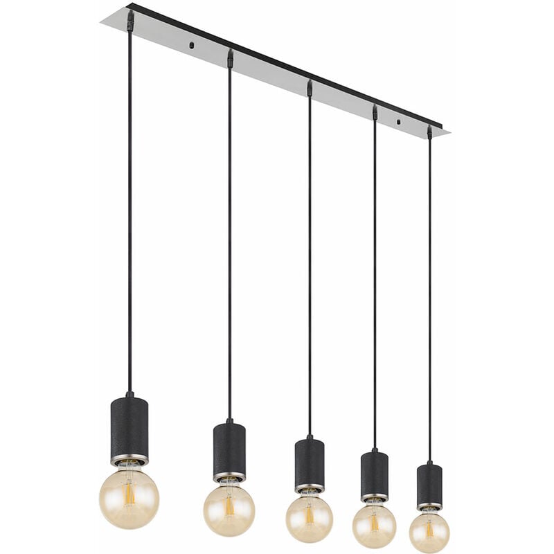 foto del prodotto lampada a sospensione lampada a sospensione sala da pranzo lampada a sospensione 5 fiamme legno nero regolabile in altezza, metallo, attacco 5x e27,