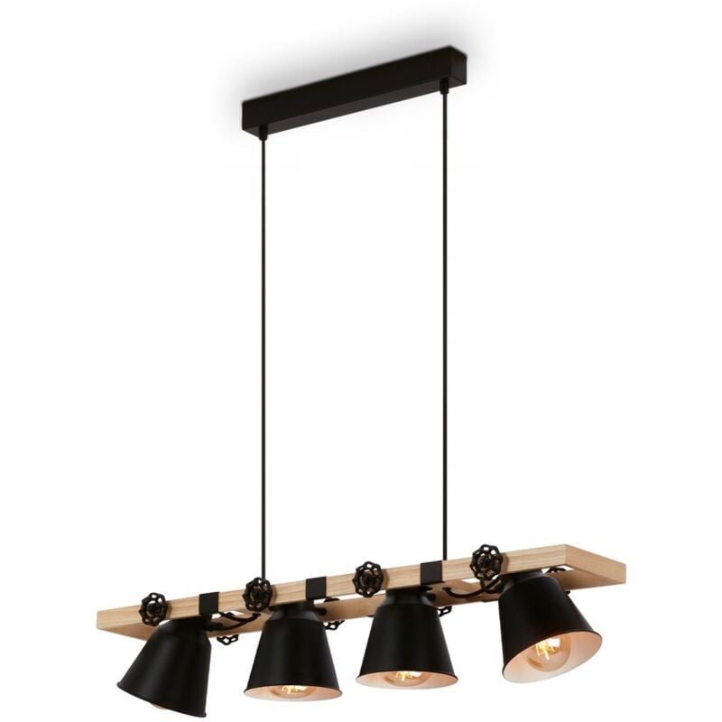 foto del prodotto lampada a sospensione lampada a sospensione vintage 4 luci 4xe27 metallo legno nero briloner