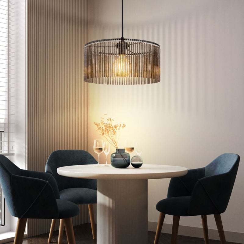 foto del prodotto lampada a sospensione lampada da sala da pranzo color fumo, nero, decorazione in metallo acrilico, 1 fiamma e27, dxh 35x135 cm