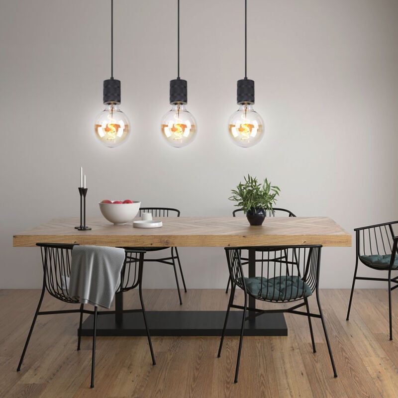foto del prodotto lampada a sospensione lampada da sala da pranzo lampada a sospensione lampada da soggiorno a 1 lampadina nera, metallo alluminio, 1x e27, pxh 12 x