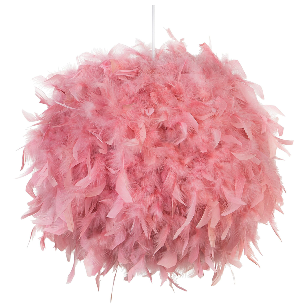 foto del prodotto lampada a sospensione lampada da soffitto in finta pelliccia rosa sfera shaggy
